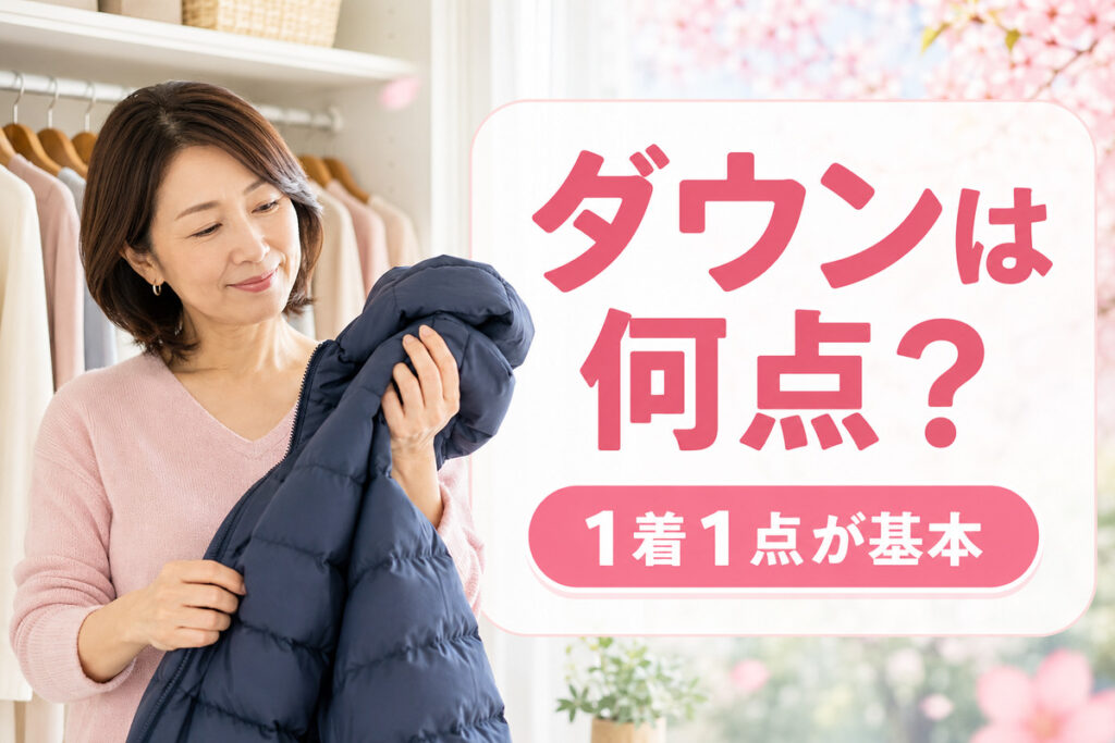 宅配クリーニングでダウンが何点か確認する40代女性