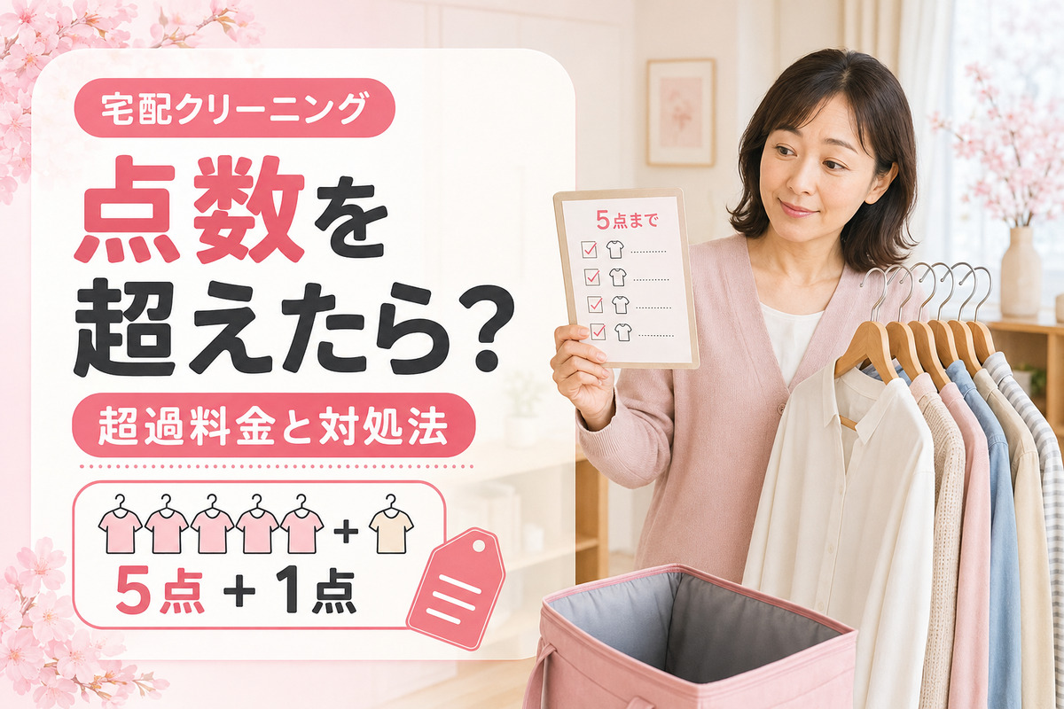 宅配クリーニングの点数超過と追加料金を確認する40代女性